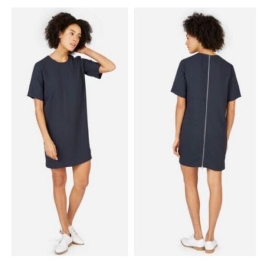 Everlane Japanese GoWeave Back-Zip Tee Dress in Dark Navy